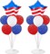 4th of July Table Balloon Stand Kit – 2 Sets with American Flag Star Foil Balloons